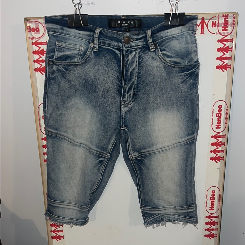Reason Men's Distressed Blue Jean Shorts